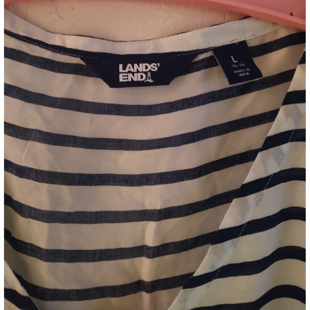 Lands End Woman's Sheer Oversized Short Sleeve Swim Cover-up Dress L 14/16 - Picture 3 of 8